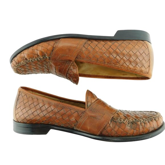 COLE HAAN Brown Woven Leather Penny Slip-on Loafers Shoes 11 main image 5